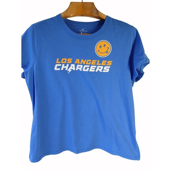 Nike Los Angeles Chargers Blue Graphic Tee Womens XL 100% Cotton Crewneck Bolts - Picture 1 of 9